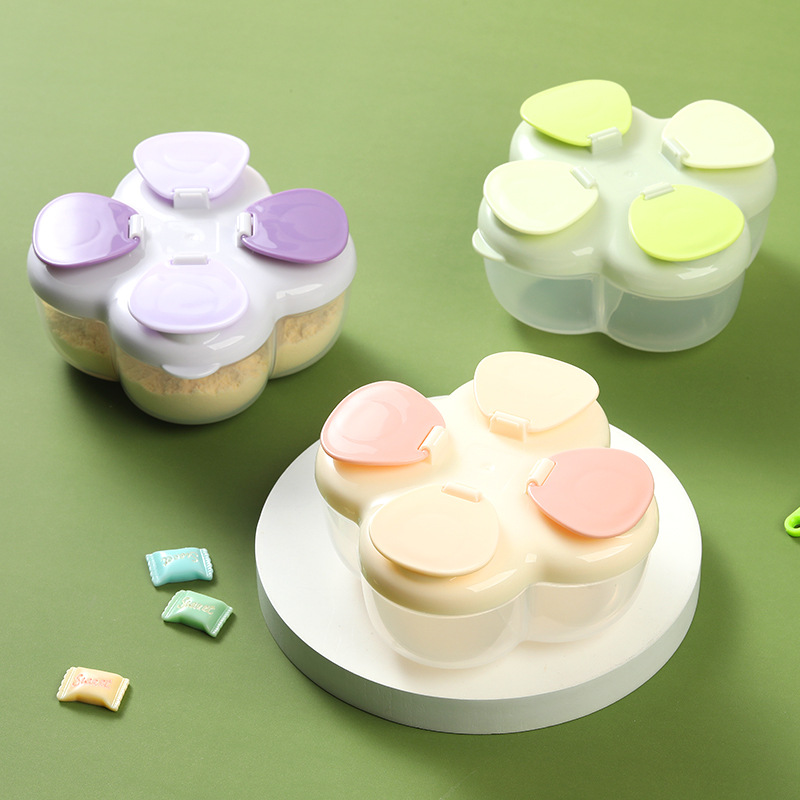 Baby Products Distributor - Draagbare Clover 4-compartimenten formuleblik, deksel met