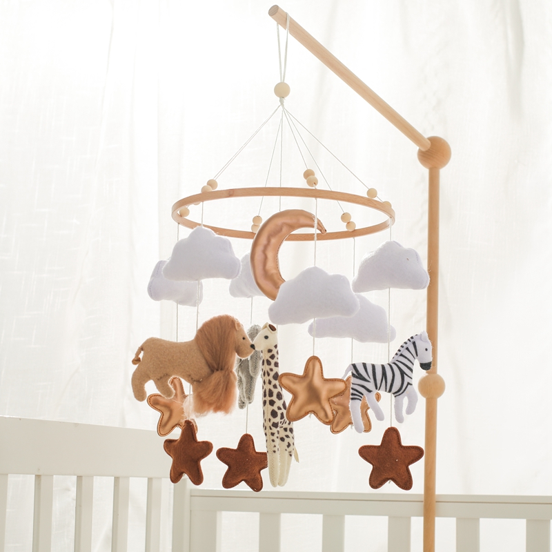 Baby Rattle Toy Set - Wiegmobiel bedbel houten babyrammelaars zacht vilt