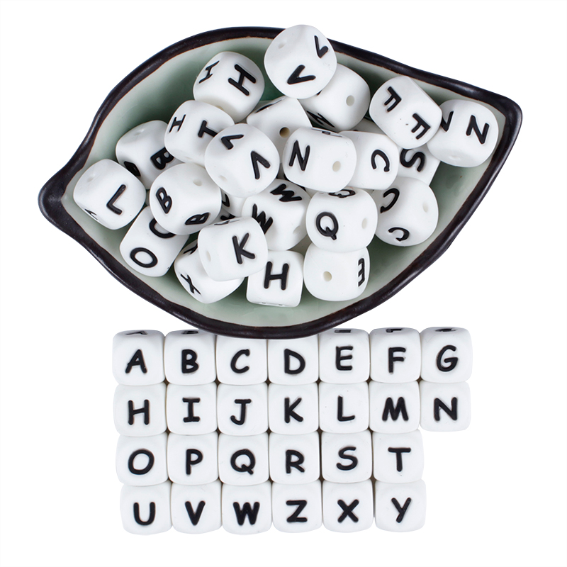 Baby Products Name - 12Mm 50 Stuks Siliconen Letters Kralen