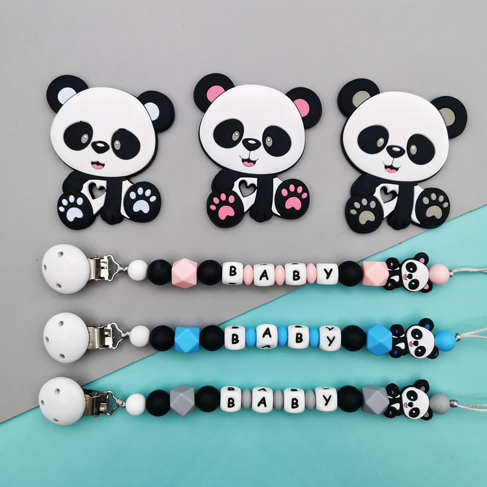 Baby Pacifier Clip - Panda Aangepaste Engelse Siliconen Letter Naam
