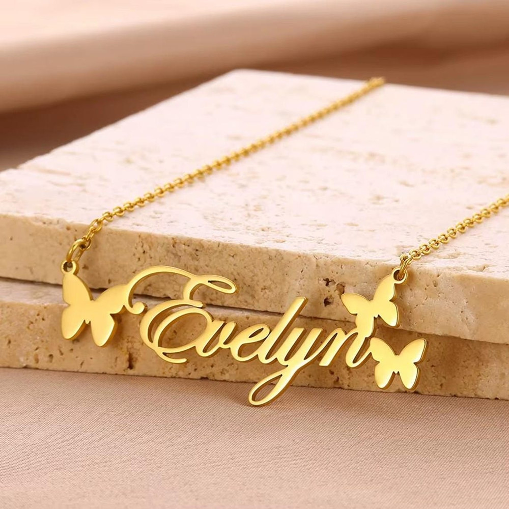 Baby Products Name - Aangepaste naamketting Gepersonaliseerde sieraden Roestvrijstalen naamplaatje