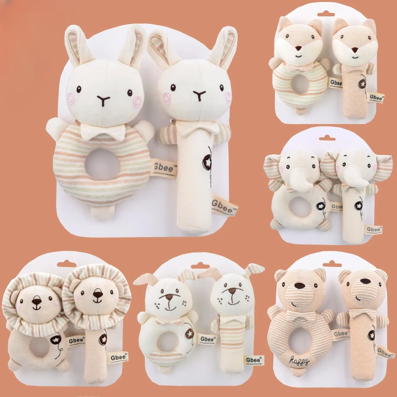 Baby Rattle Toy Set - Babyrammelaars Zacht Cartoon Schattig Pluche Dierenrammelaars
