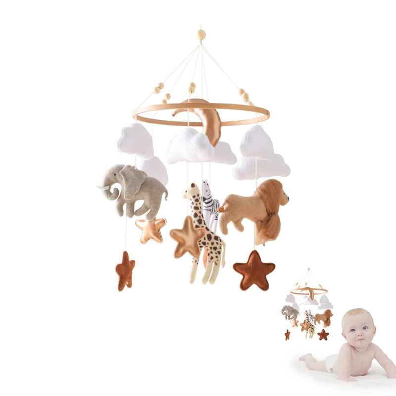 Baby Rattle Toy Set - Wiegmobiel bedbel houten babyrammelaars zacht vilt