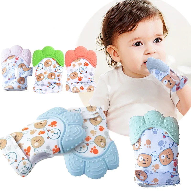Teething Mitten Baby - Cartoon Gedrukt Baby Bijtring Wanten Kauwen