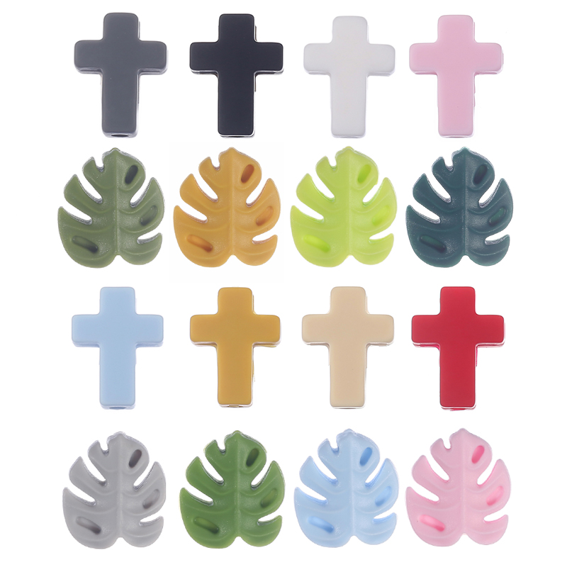Baby Products Name - 10 Stuks Bladeren Kruis Siliconen Kraal