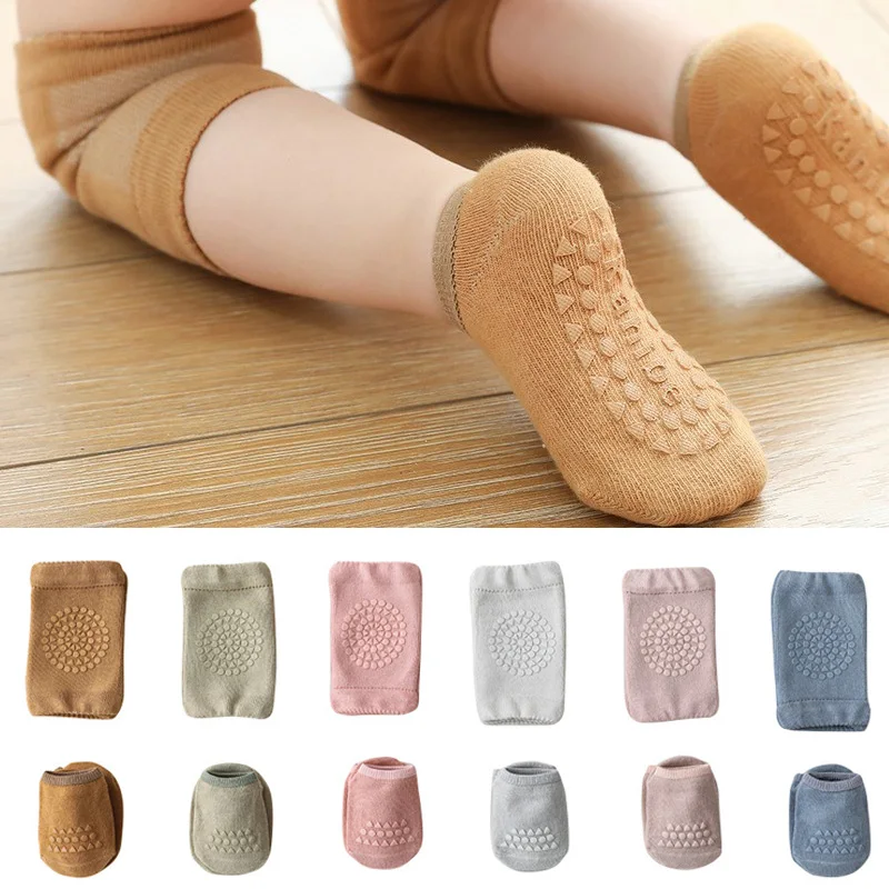 Baby Knee Pad Crawling - Baby kniebeschermers sokken set effen kleur