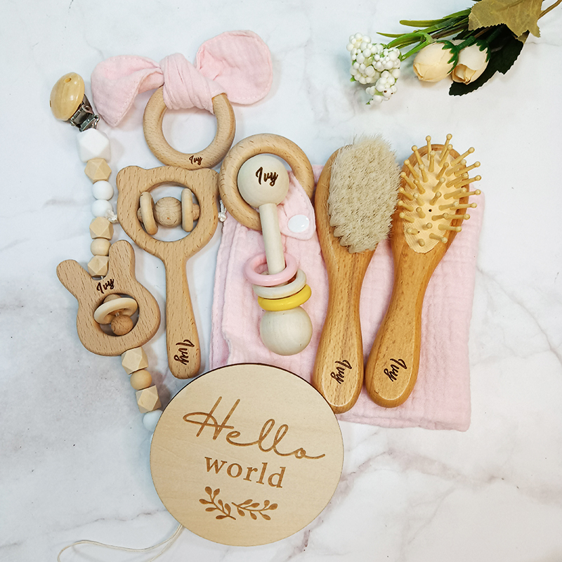 Baby Rattle Toy Set - 8 stuks aangepaste naam pasgeboren bad