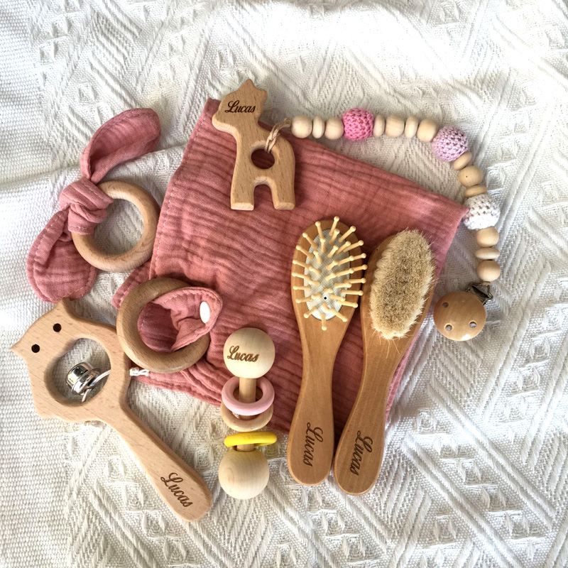 Baby Rattle Toy Set - Gepersonaliseerde Naam Badspeelgoed Set Kid Inbakeren